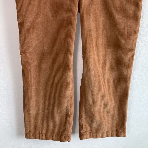 Express High Waisted Rise Cropped Wide Leg Camel Tan Brown Corduroy Pant Sz 6 - Picture 3 of 8